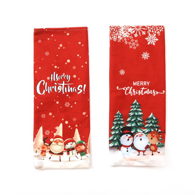 ER Juego de botellas de vino de muñeca pintada con impresión creativa, decoraciones navideñas, juego de champán, 2 uds. Rojo Verde