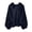 Navy, variant on Jinhomg Womens Loose Fit Sweatshirts Fall Dressy Casual Solid V-Neck Hoodie Oversized Comfy Long Sleeve Drawstring Hooded Sweatshirt Blue XL
