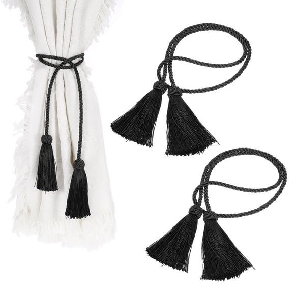 Uxcell Tassel Curtain Tiebacks, Curtain Holdbacks with Tassel for Home Black 6 pack