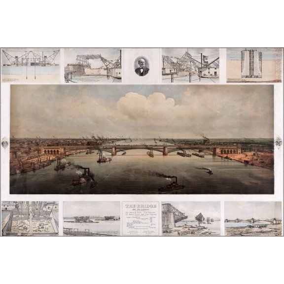 24"x36" Gallery Poster, Eads Bridge St. Louis missouri 1874