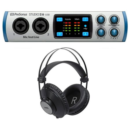 Presonus Studio 26 2x4 USB 2.0 Audio Recording Interface+AKG Monitor (Best Studio Monitors For Home Recording)
