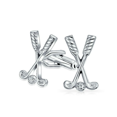 Golf Clubs Ball Caddy Golfer Sports Coach Cufflinks For Men Shirt Cuff Links Brass Silver Tone Steel Hinge Back