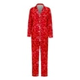 thumbnail image 4 of Women's Pajamas 2 Pieces Sets Soft Valentine Print Button Lapel Shirts Pants Sleepwear Outfit, 4 of 5