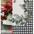 thumbnail image 2 of Christmas Festive Berry Black Plaid Country Rustic Bordered Set of 8 Fabric Dining Napkins, 2 of 10