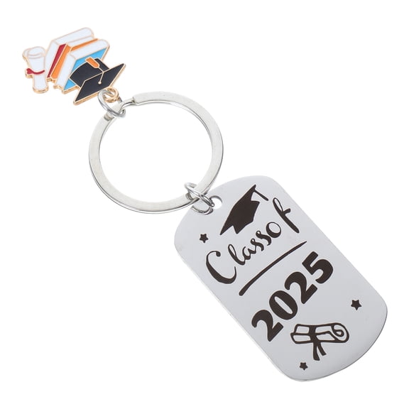 FRCOLOR  Graduation Season Keychain Retro Display Stand Logo Pendant Tire Motor Silver