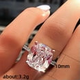 thumbnail image 2 of 10*10mm Square Cut Cz Band 925 Silver Women's Engagement 4-claw Ring Size 5-10, 2 of 5