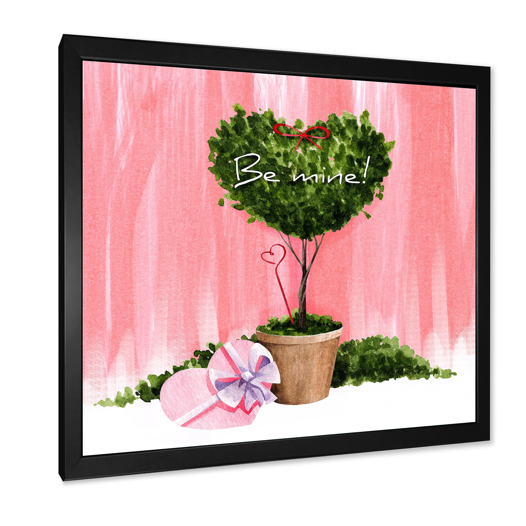 Designart 'Be Mine Heart Shaped Valentine House Plant' Farmhouse Framed Art Print