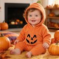 thumbnail image 2 of JAJAHO Toddler Baby Boy Girl Clothes Halloween Jumpsuits Hooded Fuzzy Pumpkin Romper 3M-3Y, 2 of 5