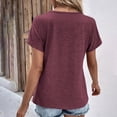 thumbnail image 6 of Women's Solid Color Flouncy Blouse to Hide the Belly Fashion Women Pleated Tops Dressy Casual Short Sleeve Tunic Tops Loose Fit Flowy V Neck Vintage Summer Clothes for Teen Girls Wine T Shirts XXL, 6 of 6