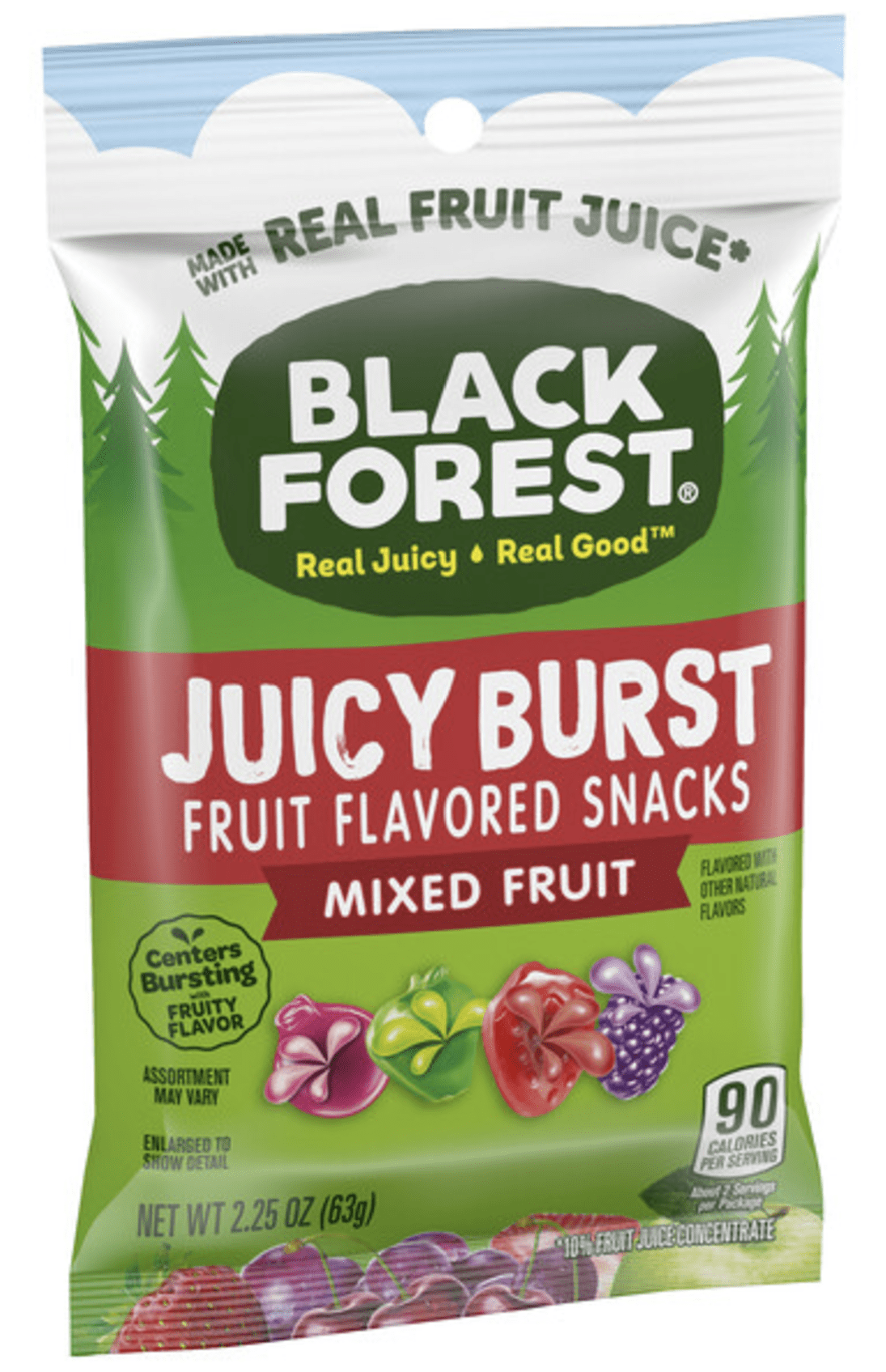 Black Forest Juicy Burst Fruit Snacks, Mixed Fruit, 2.25 Ounce Pouches (Pack of 12) bundled by SUPERDEALS with Mystery Gift