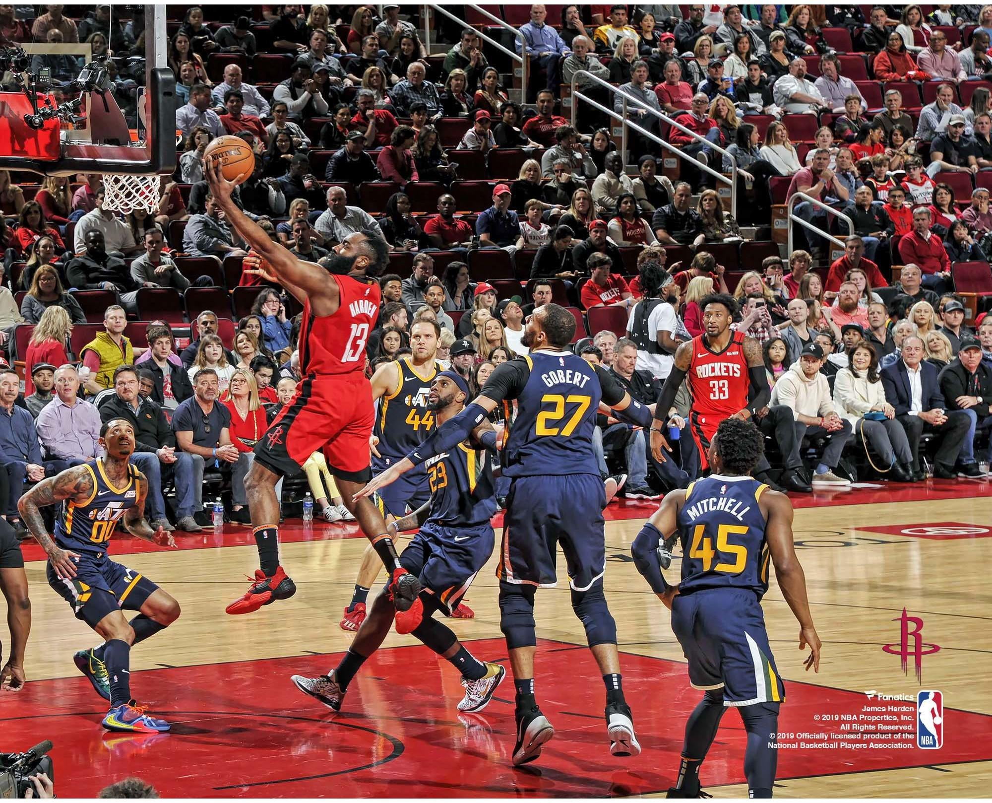 James Harden Houston Rockets Unsigned Layup vs. Utah Jazz Photograph