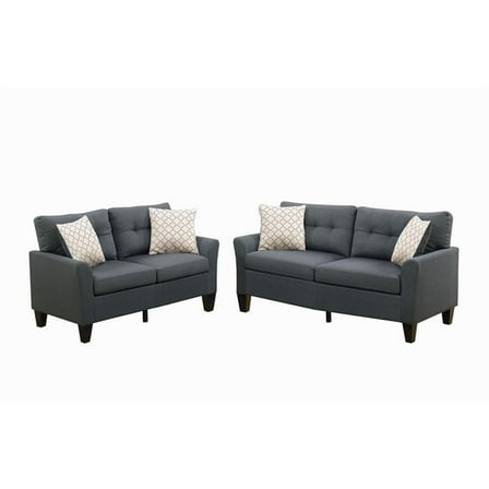 Pemberly Row 2 Piece Fabric Sofa Loveseat Set in Charcoal Gray