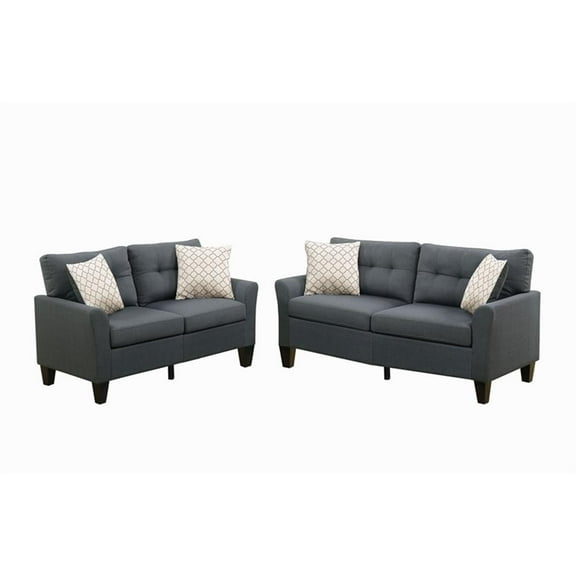 Pemberly Row 2 Piece Fabric Sofa Loveseat Set in Charcoal Gray