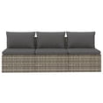 thumbnail image 2 of vidaXL 3-Seater Garden Sofa with Cushions Grey Poly Rattan, 2 of 5