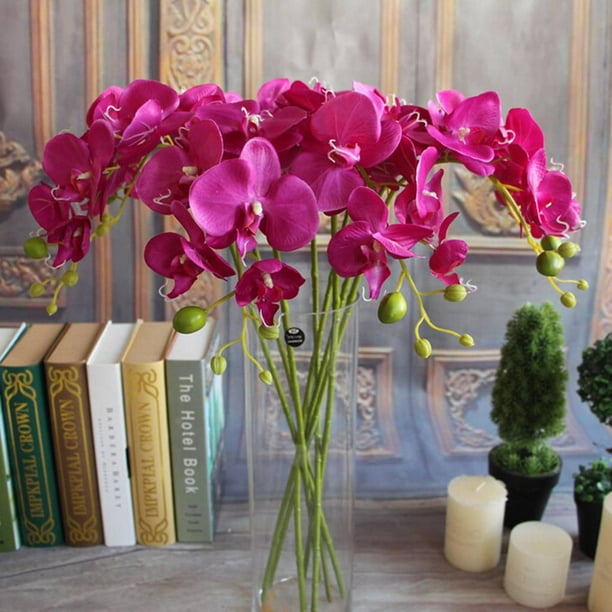1PCS 7 Heads Silk Artificial Flowers Phalaenopsis Orchid Flower Stem Bouquet Party Home Garden