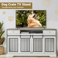 thumbnail image 6 of Double Dog Crate Furniture with Tabletop, 2-Door Indoor Kennel for Large Dogs, Wooden and Metal Construction in White and Walnut color, 6 of 6