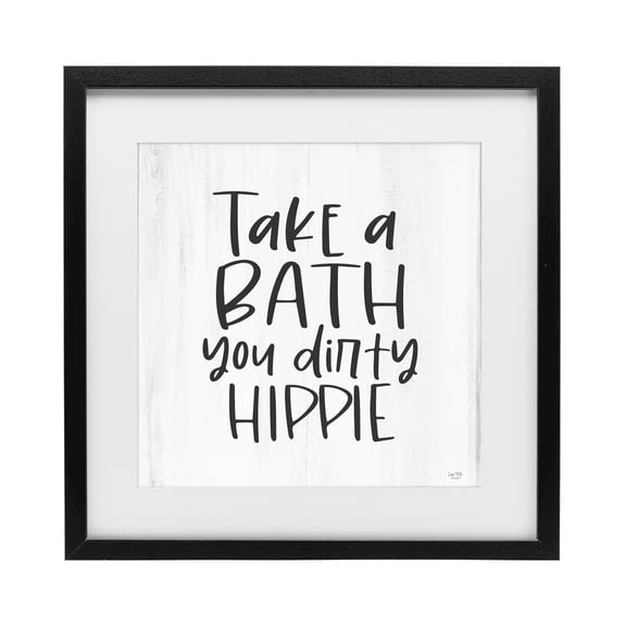 Stupell Industries Farmhouse Take A Bath Dirty Hippie Black Framed Print Under Glass, 13 x 13, by Lux   Me Designs