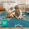 thumbnail image 4 of ODIKA 2'x3' Washable Throw Rug Boho Scroll Motif Interlocking Panels Traditional Decorative Framework for Hallway, Study Room, Non-Slip Low Profile, Flatwoven, 4 of 7