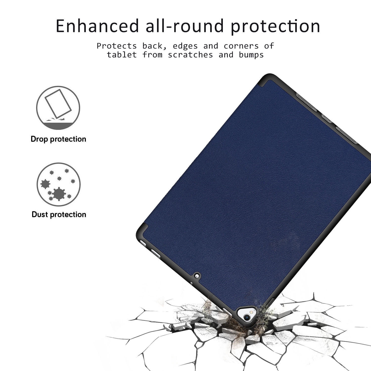 Allytech iPad 10.2 Case with Pencil Holder, iPad 8th 7th Generation Case Cover, Ultra Slim Folding Stand Smart Shell Auto Sleep Wake Shockproof TPU Back Cover for Apple iPad 10.2, Darkblue