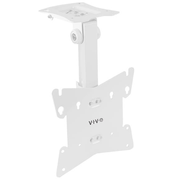 VIVO White Manual Flip Down 20" to 37" Screen Mount | For Pitched Roof Ceilings