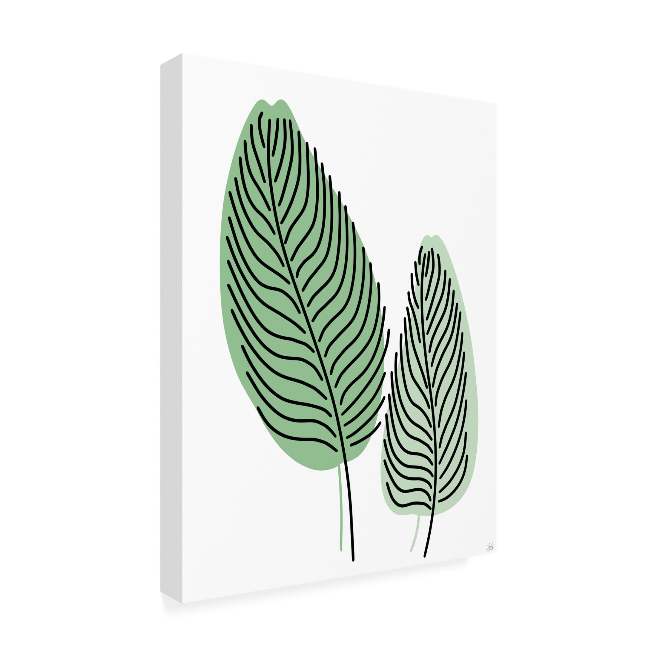 Canvas Wall Art - Line and Brush 'Fern Lines Pair 2' Wall Art for Living Room, Bedroom, or Office Décor by Trademark Fine Art - 35 x 47 Inches