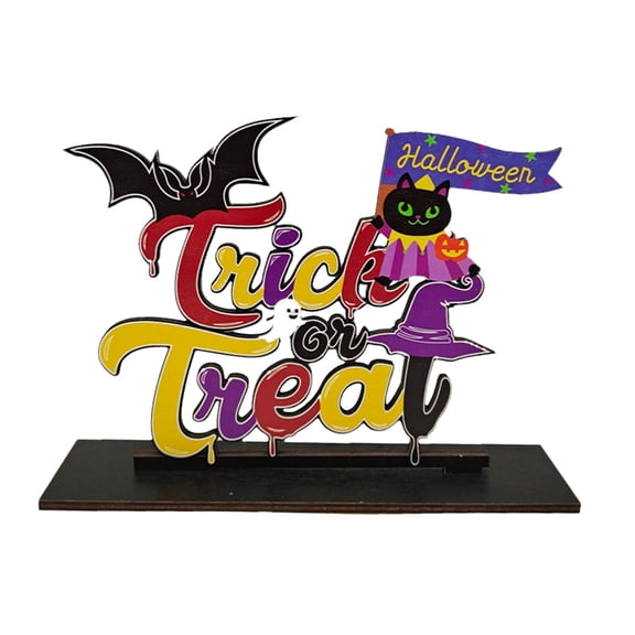 LKWLPD Halloween Tabletop Decor Halloween Atmosphere Halloween Wooden Decorations Halloween Pumpkin Bat Party Scene Desktop Decoration Vintage Halloween Decorations