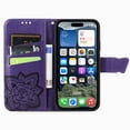 thumbnail image 4 of Butterfly Embossed Wallet Case for iPhone 15 Pro, PU Leather Flip Cover with Card Holder, Kickstand & Lanyard, Shockproof,,Deep purple,For iPhone 15 Pro, 4 of 9
