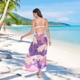 thumbnail image 7 of FORMRS Womens Long Sarong Beach Wrap Semi-Sheer Bikini Skirt Bathing Swimsuit Cover Up, Purple Wave Pattern, 7 of 7