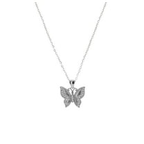 Brilliance Fine Jewelry Sterling Silver Crystal Butterfly Pendant Necklace, 18", All Ages