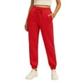 thumbnail image 2 of Women Elastic Waist Cuff Pants Trousers Summer Loose Fit Hiking Jogger Pant with Pocket - Comfortable Pants for Outdoor Activities and Holidays,Red,M, 2 of 6
