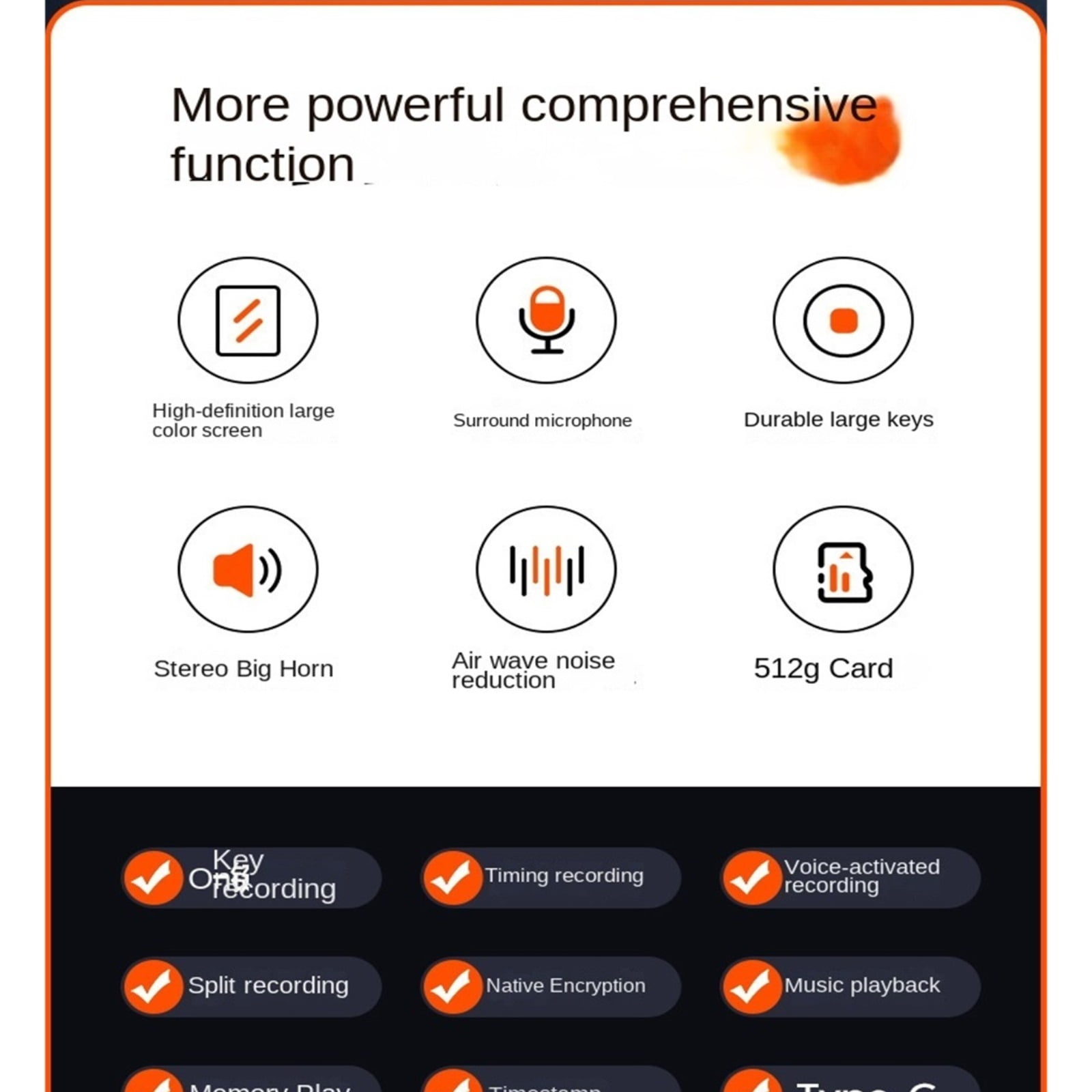 Digital Sound Activated Recorder Professional Dictaphone Voice Recording Player for Meeting ,Excellent Sound Quality