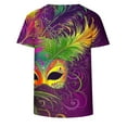 thumbnail image 4 of Gamivast Women Carnival Shirt Cute Mask Graphic Short Sleeve Holiday Pullover Dressy Crewneck Happy Mardi Gras Day T-Shirt Carnival Party Outfits 2026, 4 of 6