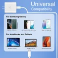 thumbnail image 3 of for Samsung Galaxy A30s ,45W USB-C Samsung Super Fast Charger Type C Charger Kit [ 1x 45W PPS Wall Charger + 2x USB C 6FT 5A Cables] - White, 3 of 5