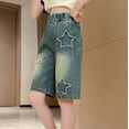 thumbnail image 6 of Ruyang Girls Baggy Jeans Shorts Y2k Hip Hop Streetwear Denim Shorts Unisex Kid Vintage Fashion Bermuda Jorts Star Embroidery Clothes, 6 of 9