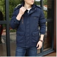 thumbnail image 3 of Men's Jacket, Thick Warm Hooded Men's Coat, Casual Padded Cotton Men's Windbreaker Warm Outerwear, 3 of 3