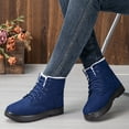 thumbnail image 5 of Leozcaa Womens Combat Boots Lace Up Ankle Boots Winter Snow Boot Fashion Plush Cotton Booties Shoes, 5 of 7