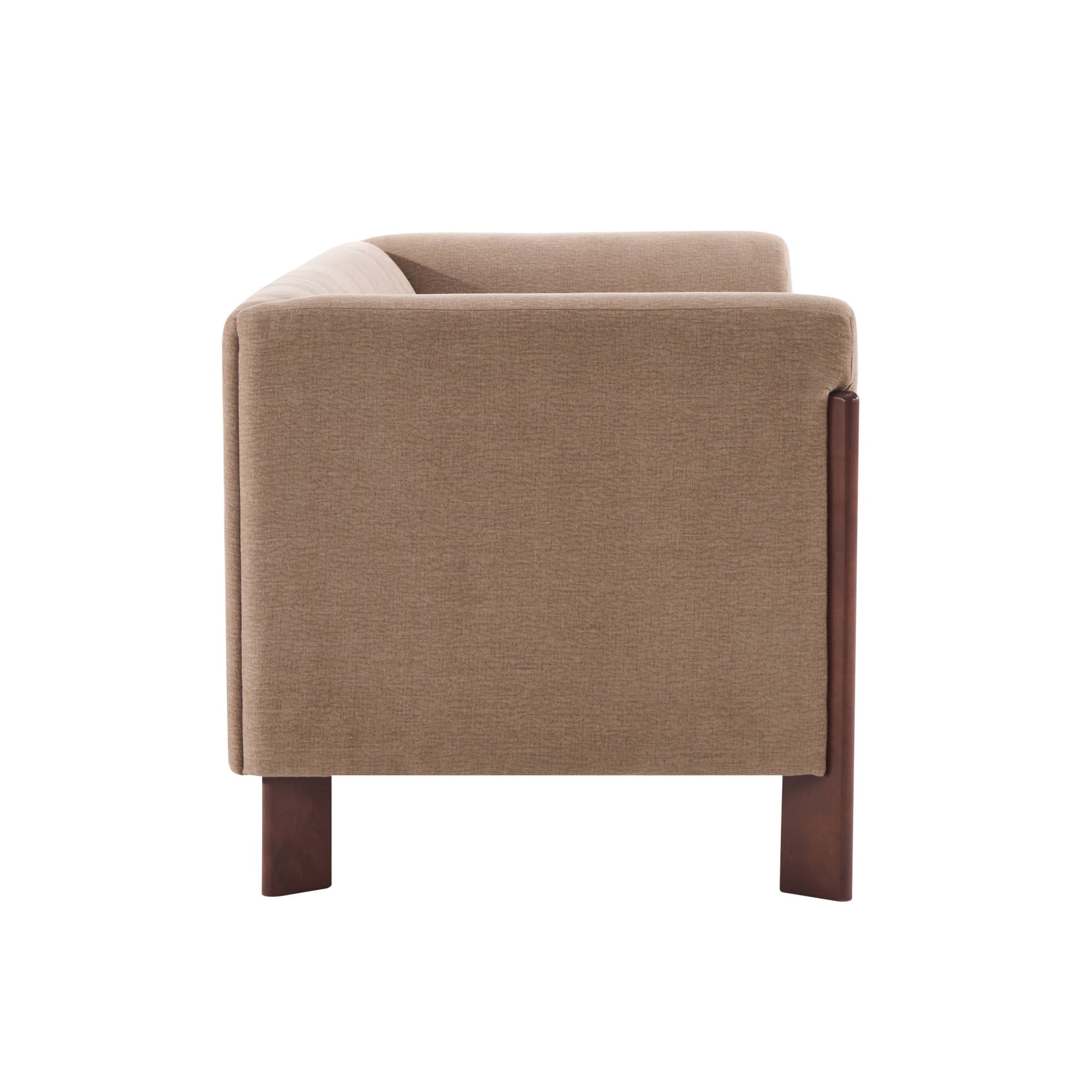 Christopher Knight Home 80" Modern Upholstered Sofa, 3 Seats Tuxedo Arms with Wood Leg, Light Brown