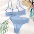 thumbnail image 2 of Women High Waisted Ribbed Cami Bikini Set Light Blue S-US4, 2 of 5