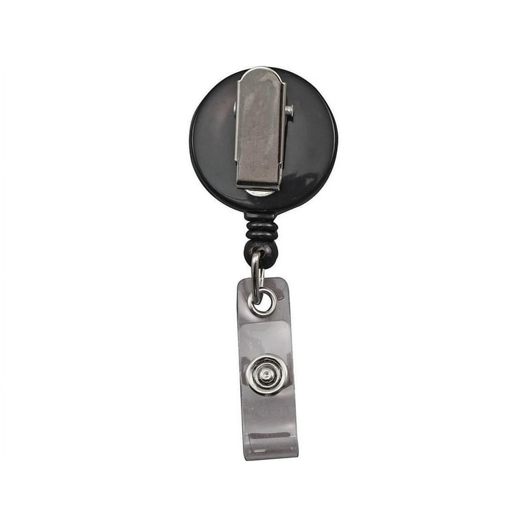 Advantus Snap Clip Retractable ID Reel - 12 / Pack - Black - Sturdy Advantus Snap Clip Retractable ID Reel - 12 / Pack - Black - Sturdy
