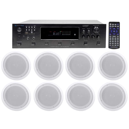 Technical Pro 6000w (6) Zone Home Theater Bluetooth Receiver+(8) 8 Speakers