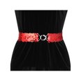 thumbnail image 4 of INSPIRE CHICWomens Plus Size Stretchy Skinny Waist Belts Shiny Sequins Decor Elastic Belts for Dresses 64cm/25.19" Red, 4 of 6