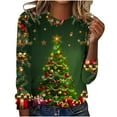 thumbnail image 2 of VgaVtl Women's T Shirts Long Sleeve Christmas Juniors Shirts Soft Regular Christmas Tree Holiday Casual Tops,Red 3XL, 2 of 4