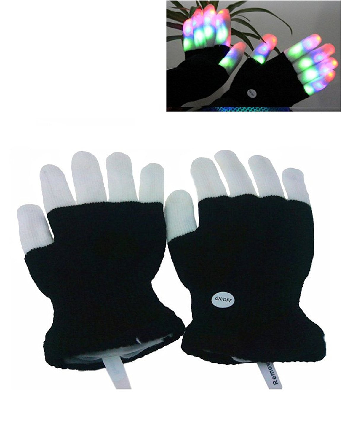 Luwint Flashing Finger Lighting Gloves LED Colorful Rave Gloves 7 Colors Ligh... 