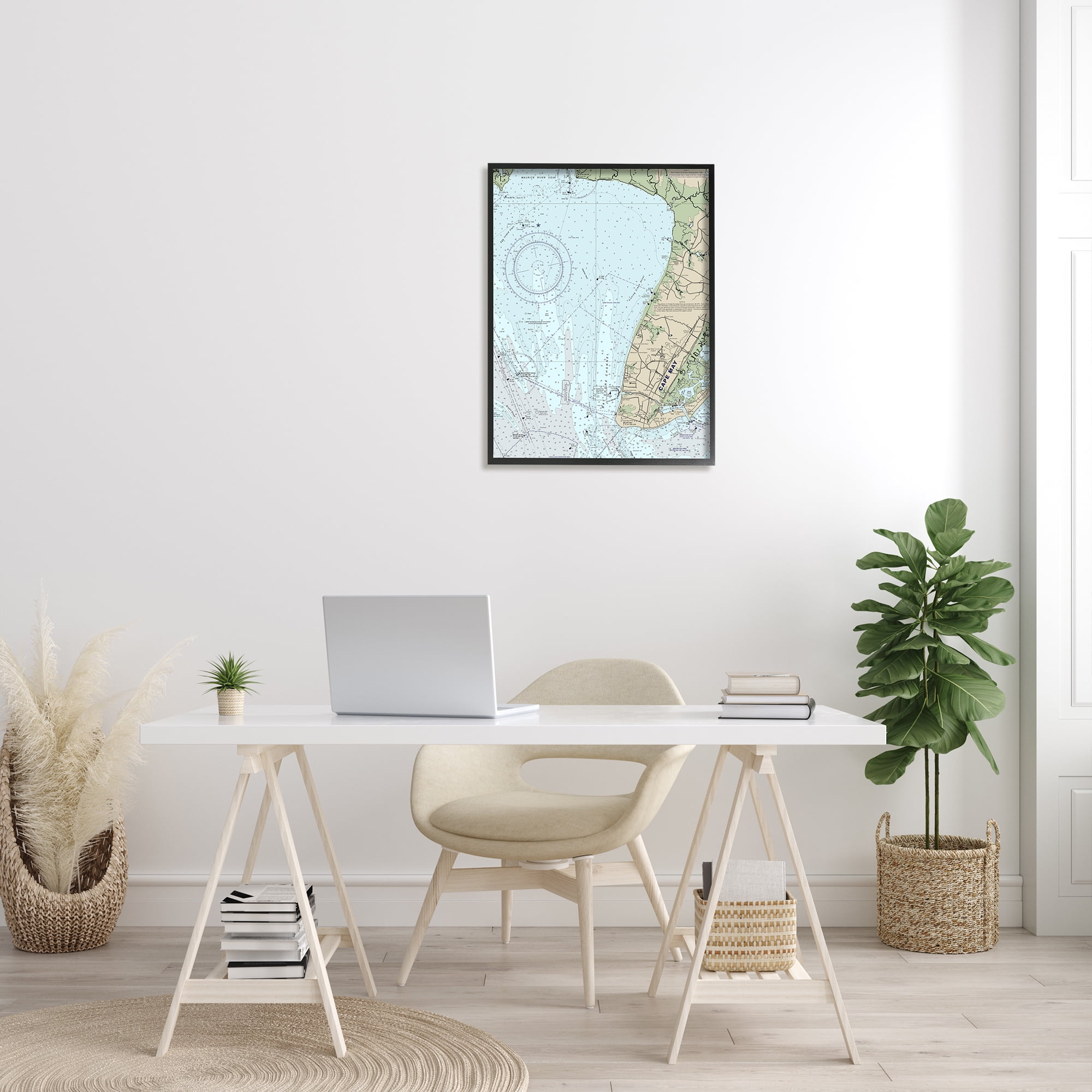 Stupell Industries Cape May New Jersey Nautical Map Traditional Cartography, 24 x 30, Designed by Daphne Polselli