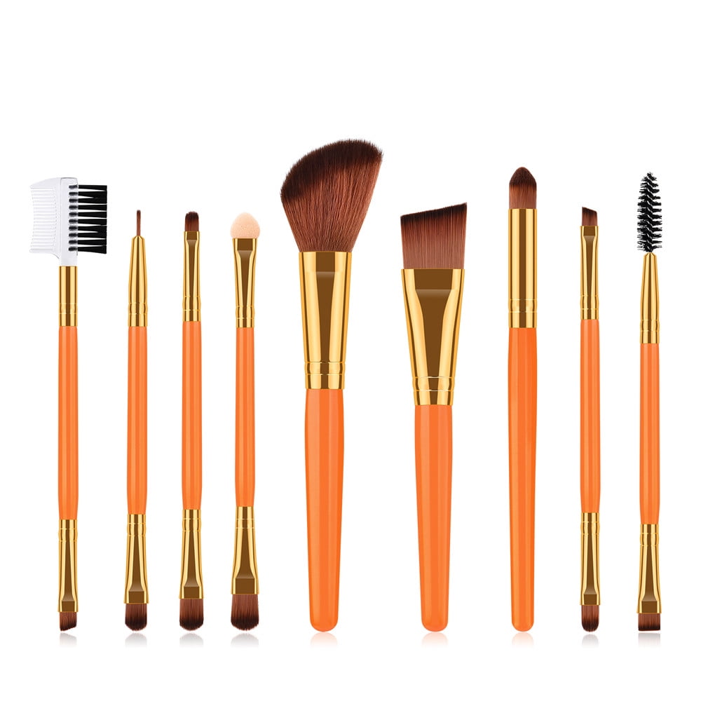 【Yolie 】9PCS Yellow Cosmetic Makeup Brush Brushes Foundation Powder Eyeshadow Brush Set
