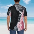 thumbnail image 6 of Daiia Pink White Ocean Waves Hawaiian Shirt for Men Gentle Cotton Regular Short Sleeve Casual-3X-Large, 6 of 9