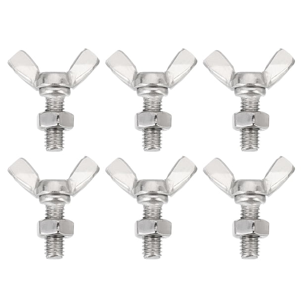 Paquete de 6 tornillos mariposa M6-1x16mm con 6 tuercas, acero inoxidable 304