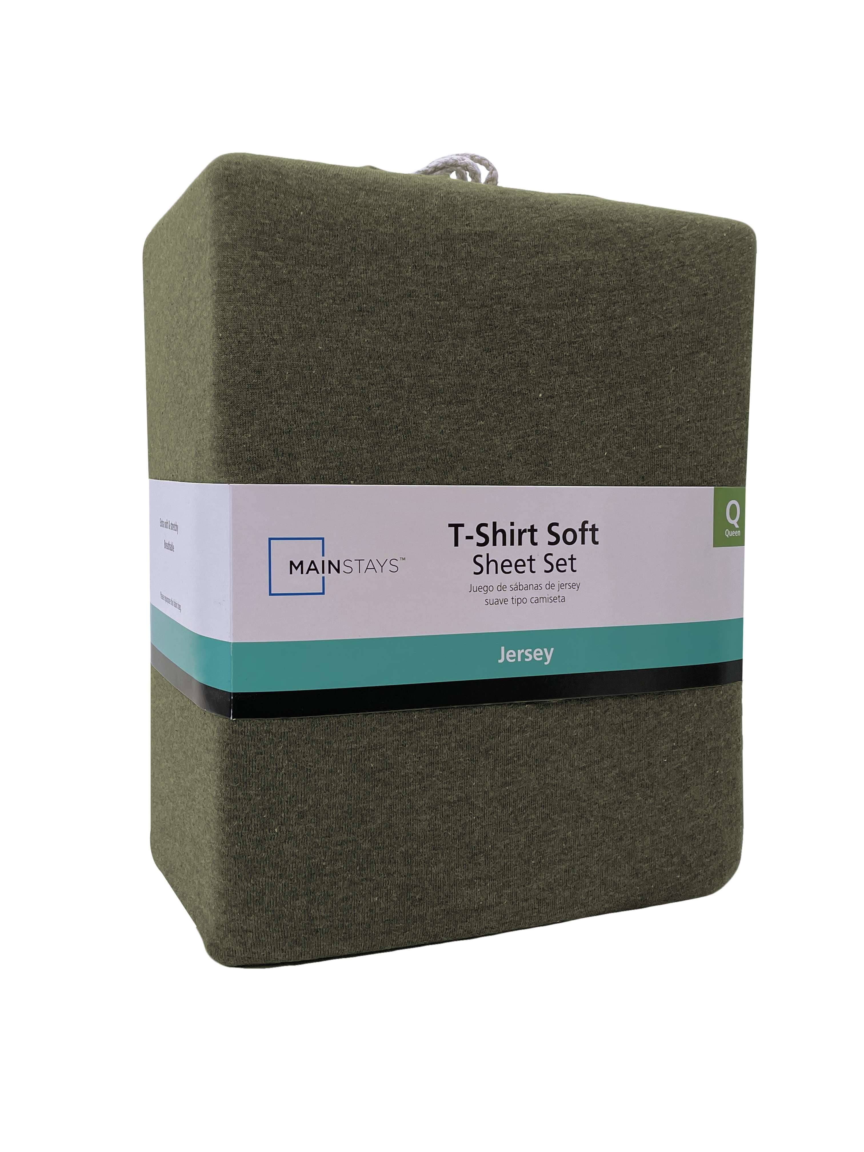 Mainstays Cotton Rich Extra Soft Jersey Bed Sheet Set, Queen, Sea Turtle Green, 4 Pieces