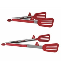 Unique Bargains Kitchen Serving Tongs Set for Cooking Stainless Steel Silicone Tongs 2Pcs