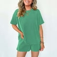 thumbnail image 6 of Chbgutlmr 2 Piece Sets for Women Summer Ribbed Crewneck Short Sleeve T Shirt Shorts Pockets Lounge Outfits, 6 of 6